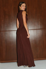 Load image into Gallery viewer, Vayda High Neck Maxi Dress - Bitter Chocolate
