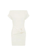 Load image into Gallery viewer, Kamryn Side Tie Knit Mini Dress - White
