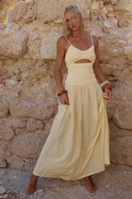 Load image into Gallery viewer, Adora Strappy Shirred Maxi Dress - Lemon
