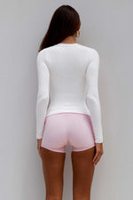 Load image into Gallery viewer, Zelda Low V-Neck Long Sleeve Top - White
