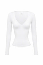 Load image into Gallery viewer, Zelda Low V-Neck Long Sleeve Top - White
