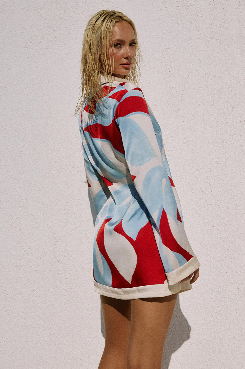 Amoree Long Sleeve Mini Dress -  Amoree Red