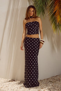 Blaine Maxi Skirt - Black Polka