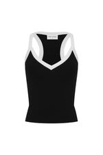 Load image into Gallery viewer, Juni Fitted Ribbed Tank Top - Black/White
