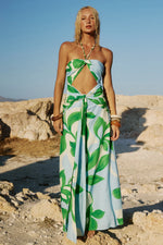 Load image into Gallery viewer, Aubrie Cut Out Halter Maxi Dress -  Amoree Blue
