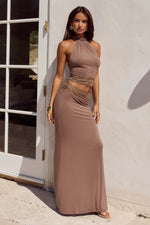 Load image into Gallery viewer, Claudia Lace Waistband Maxi Skirt - Mocha
