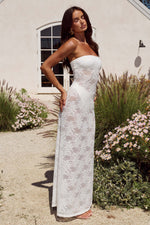 Load image into Gallery viewer, Zelina Strapless Lace Maxi Dress - White
