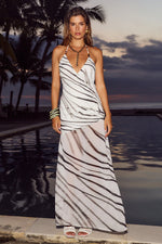 Load image into Gallery viewer, Marlena Faux Wrap Halter Maxi Dress - Cici White
