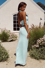 Load image into Gallery viewer, Claudia Halter Lace Trim Top - Aqua
