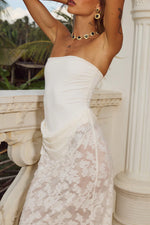 Load image into Gallery viewer, Lakita Strapless Lace Maxi Dress - White
