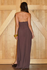 Load image into Gallery viewer, Arlowe Faux Wrap Maxi Dress - Chocolate
