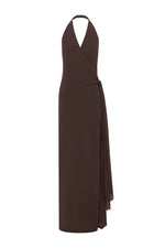 Load image into Gallery viewer, Arlowe Faux Wrap Maxi Dress - Chocolate
