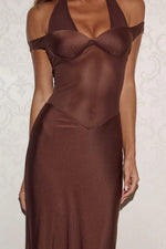Load image into Gallery viewer, Cicely Halter Maxi Dress - Chocolate
