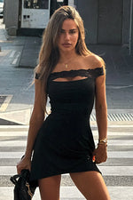 Load image into Gallery viewer, Zuri Off Shoulder Mini Dress - Black
