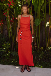 Madelena Midi Dress - Orange