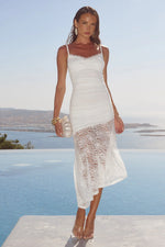 Load image into Gallery viewer, Dia Asymmetrical Hem Midi Dress - White
