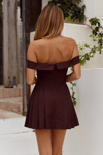 Load image into Gallery viewer, Bolta Off Shoulder Mini Dress - Chocolate
