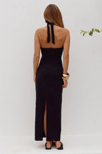 Load image into Gallery viewer, Shellie Keyhole Halter Midi Dress - Black
