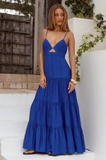 Load image into Gallery viewer, Kanah V-Neck Tiered Maxi Dress - Cobalt Blue
