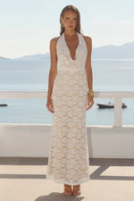 Load image into Gallery viewer, Kylo Plunge Cowl Maxi Dress - White
