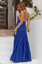Load image into Gallery viewer, Kanah V-Neck Tiered Maxi Dress - Cobalt Blue
