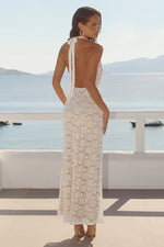 Load image into Gallery viewer, Kylo Plunge Cowl Maxi Dress - White
