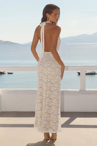 Kylo Plunge Cowl Maxi Dress - White
