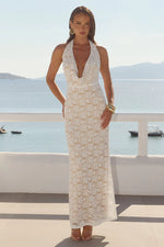 Load image into Gallery viewer, Kylo Plunge Cowl Maxi Dress - White
