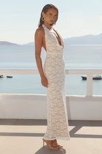 Load image into Gallery viewer, Kylo Plunge Cowl Maxi Dress - White
