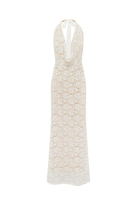 Kylo Plunge Cowl Maxi Dress - White