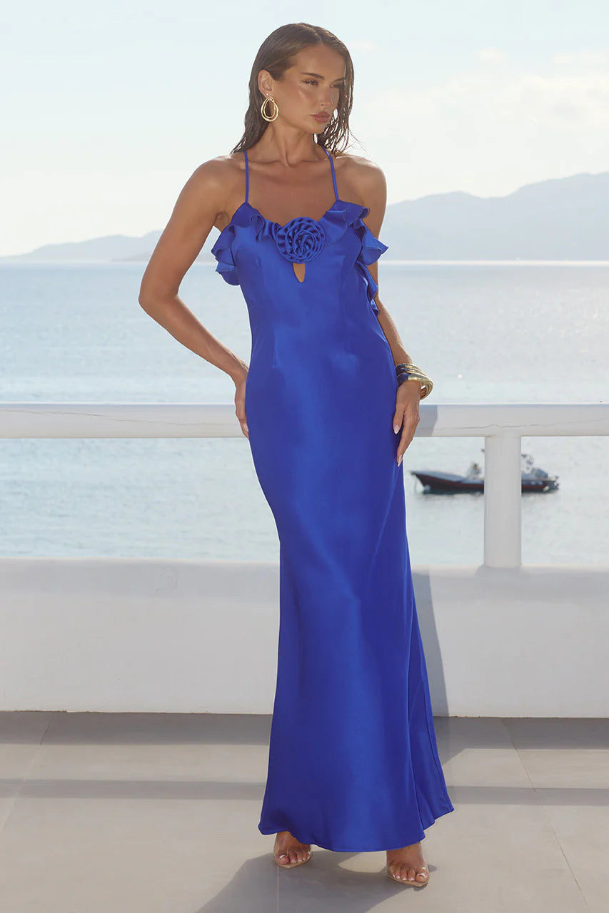 Avalee Frill Trim Maxi Dress - Sapphire
