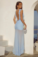 Load image into Gallery viewer, Blythe V-Neck Frill Maxi Dress - Bluebell

