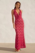 Load image into Gallery viewer, Kylo Plunge Cowl Maxi Dress - Berry
