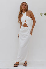 Load image into Gallery viewer, Shellie Keyhole Halter Midi Dress - White
