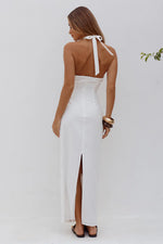 Load image into Gallery viewer, Shellie Keyhole Halter Midi Dress - White
