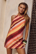 Load image into Gallery viewer, Odyssey Mini Dress - Peach Stripe
