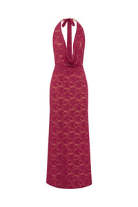 Kylo Plunge Cowl Maxi Dress - Berry