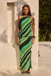 Loralei Maxi Skirt - Green Stripe