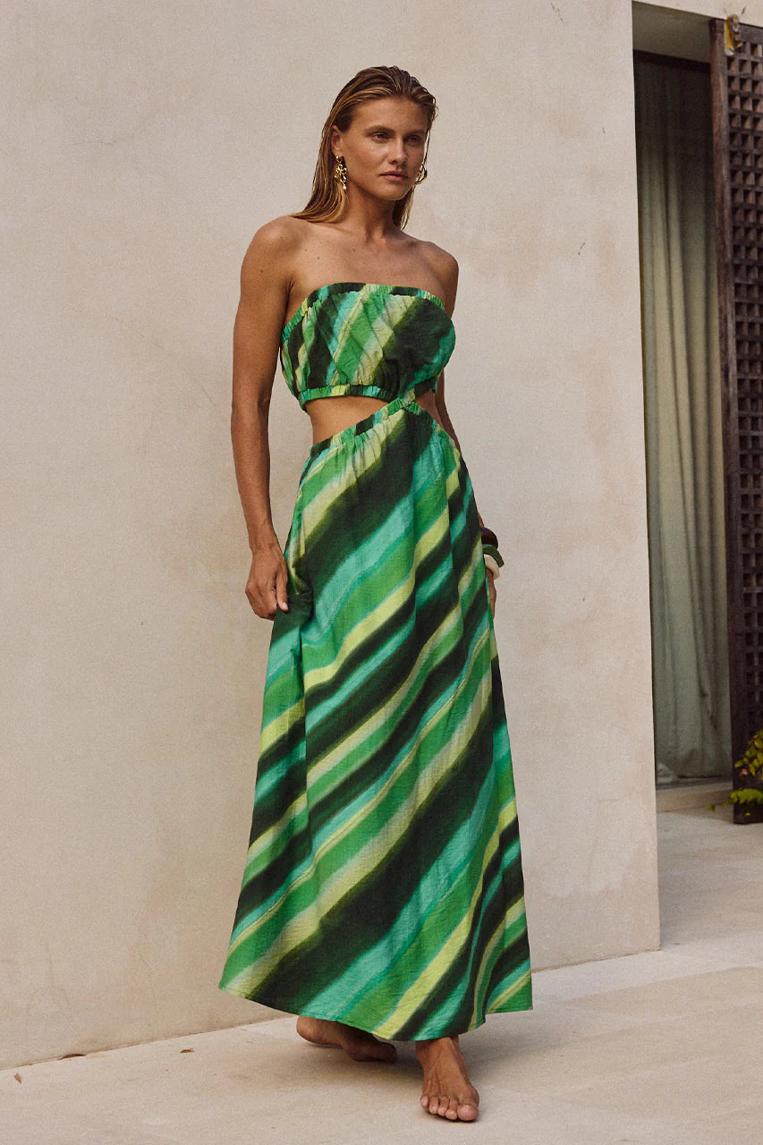 Loani Maxi Dress - Green Stripe