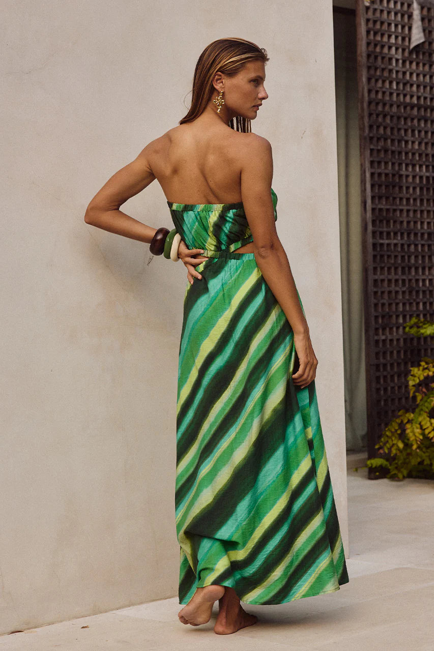 Loani Maxi Dress - Green Stripe
