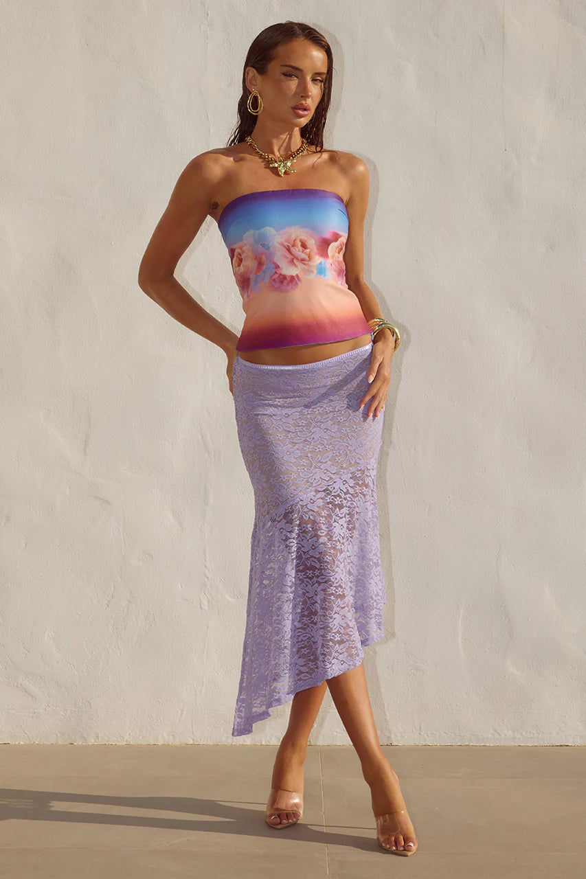 Ava Flounce Midi Skirt - Bluebell