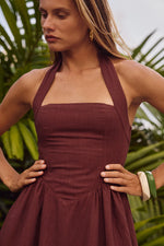 Load image into Gallery viewer, Solara Mini Dress - Chocolate
