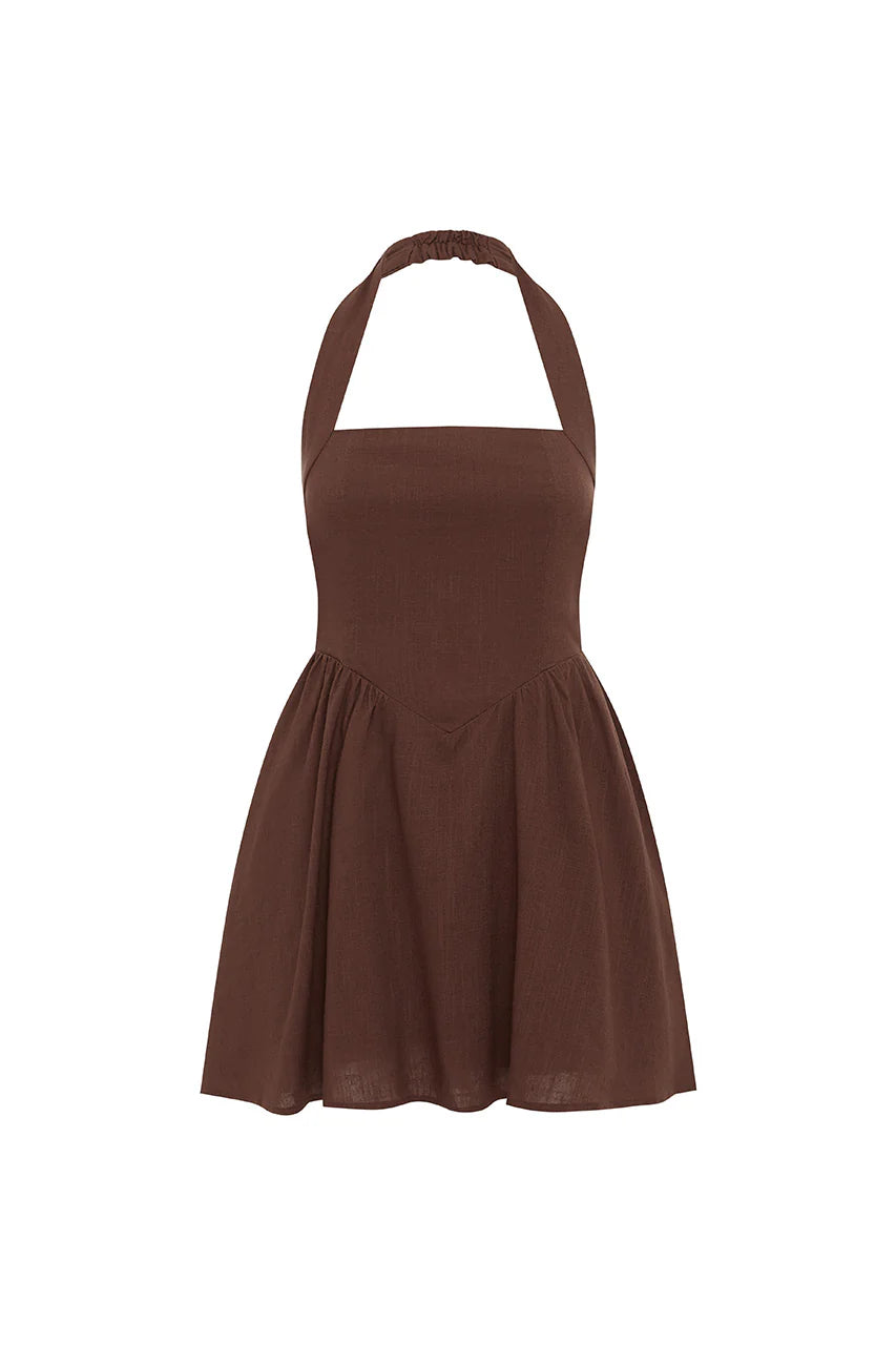 Solara Mini Dress - Chocolate