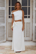 Load image into Gallery viewer, Azariah Side Tie Maxi Skirt - White
