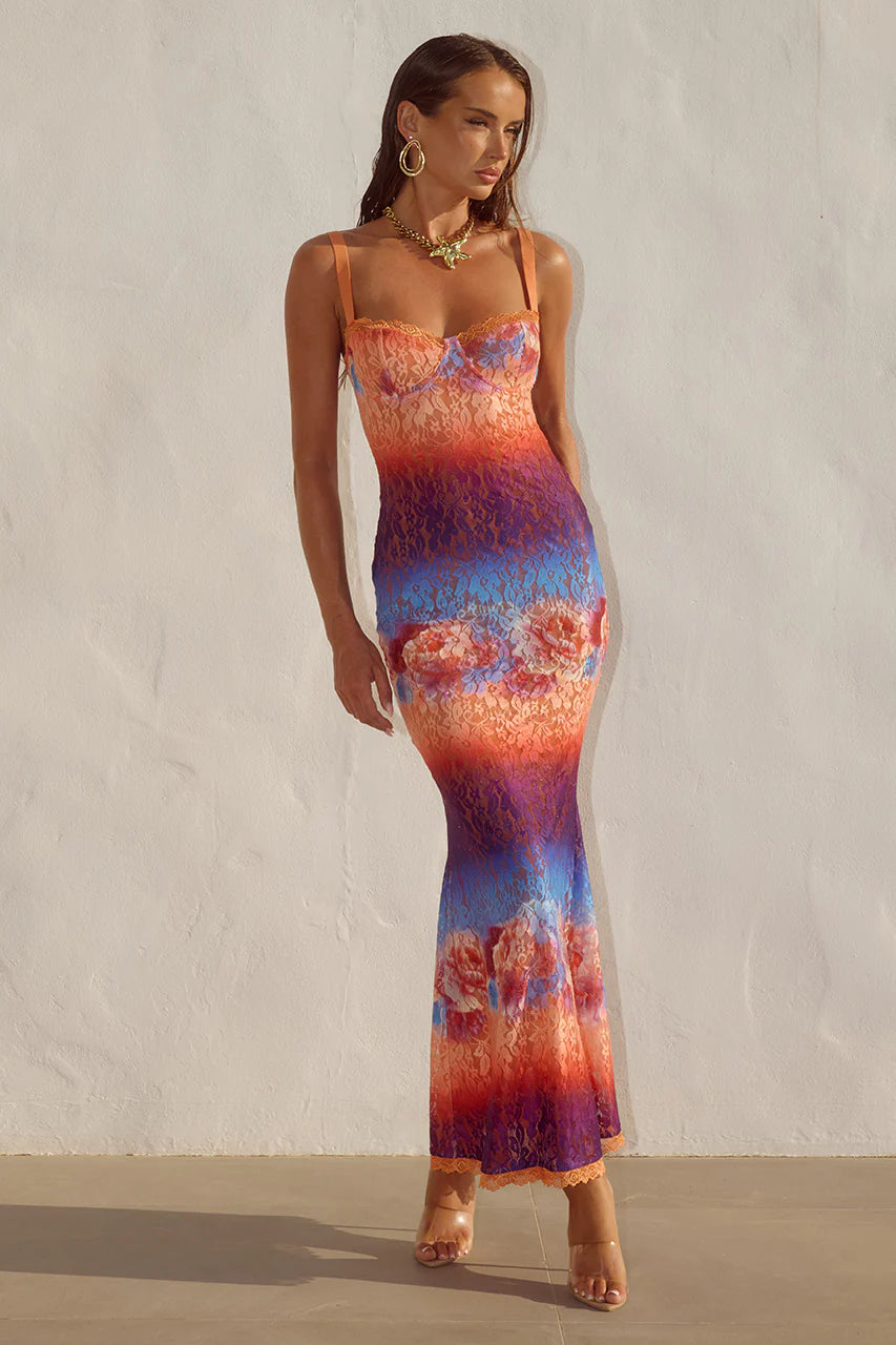 Serina Lace Maxi Dress - Nadia Pink Ombre