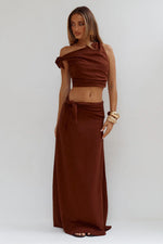 Load image into Gallery viewer, Azariah Side Tie Maxi Skirt - Chocolate
