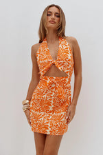 Load image into Gallery viewer, Vladia Halter Cut Out Mini Dress - Azariah Orange
