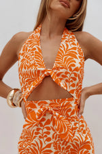 Load image into Gallery viewer, Vladia Halter Cut Out Mini Dress - Azariah Orange

