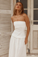 Load image into Gallery viewer, Grace Strapless Tie Back Maxi Dress - White
