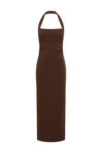 Franca Halter Midi Dress - Chocolate